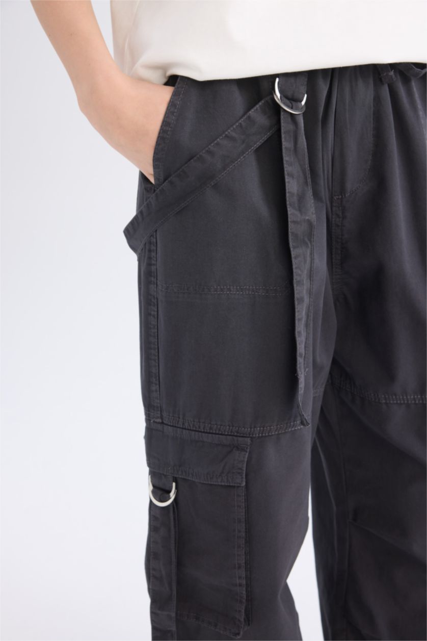 Женщины Антрацит Coool габардин карго брюки с нормальной талией