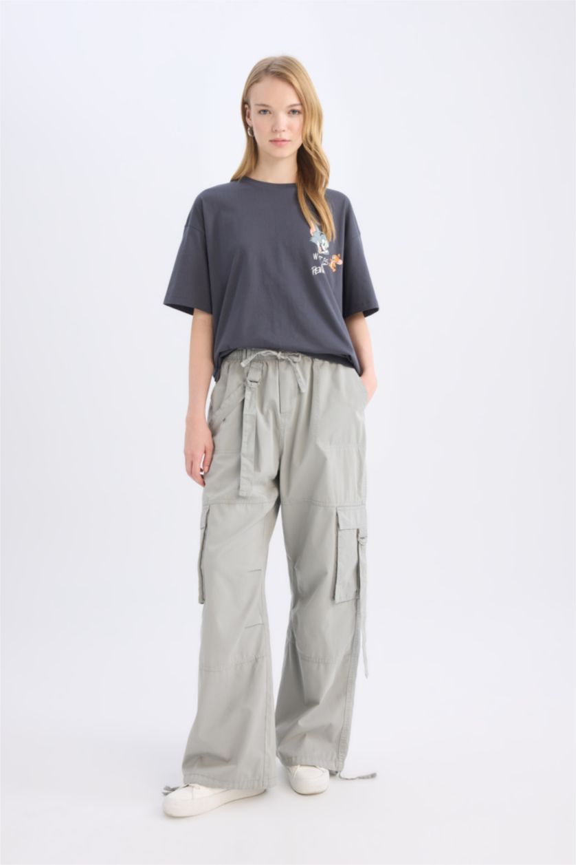 Әйелдерге Сұр Coool парашюттік жүк габардин Шалбар