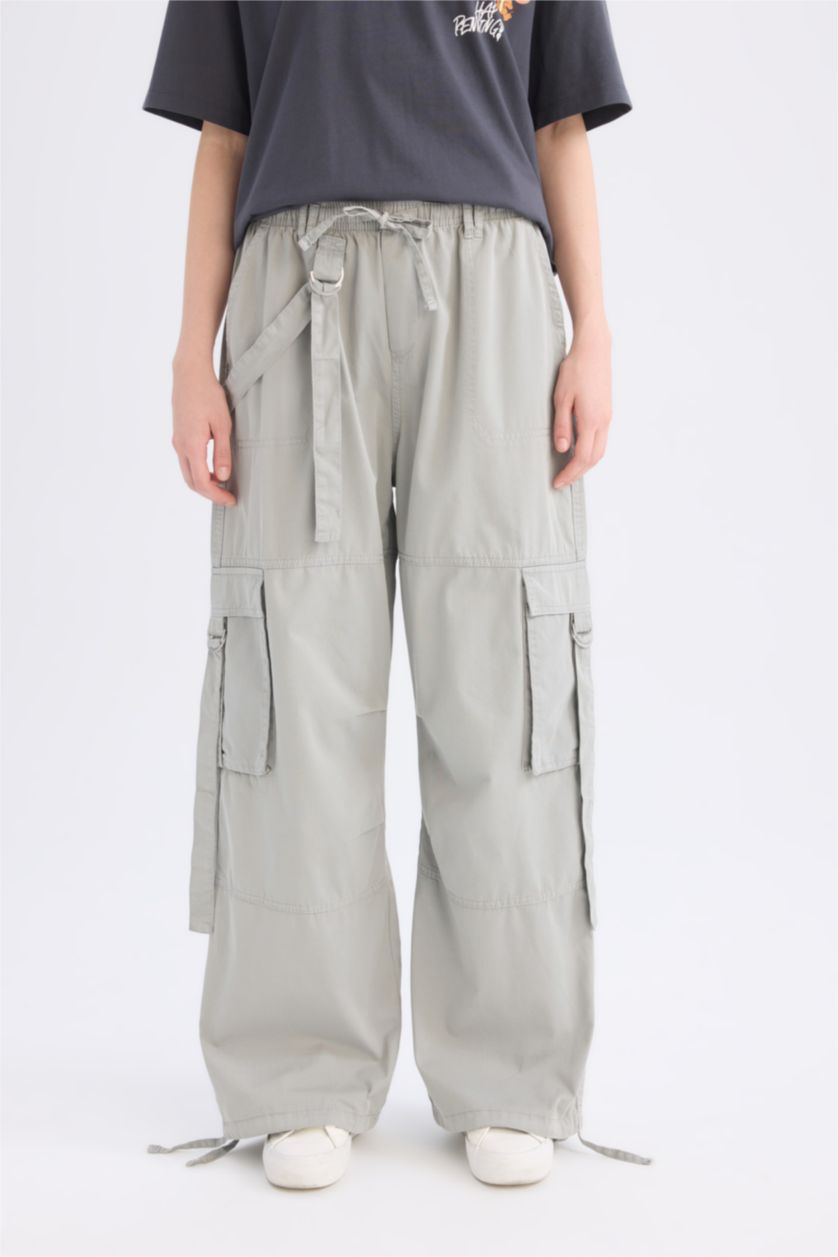 Әйелдерге Сұр Coool парашюттік жүк габардин Шалбар