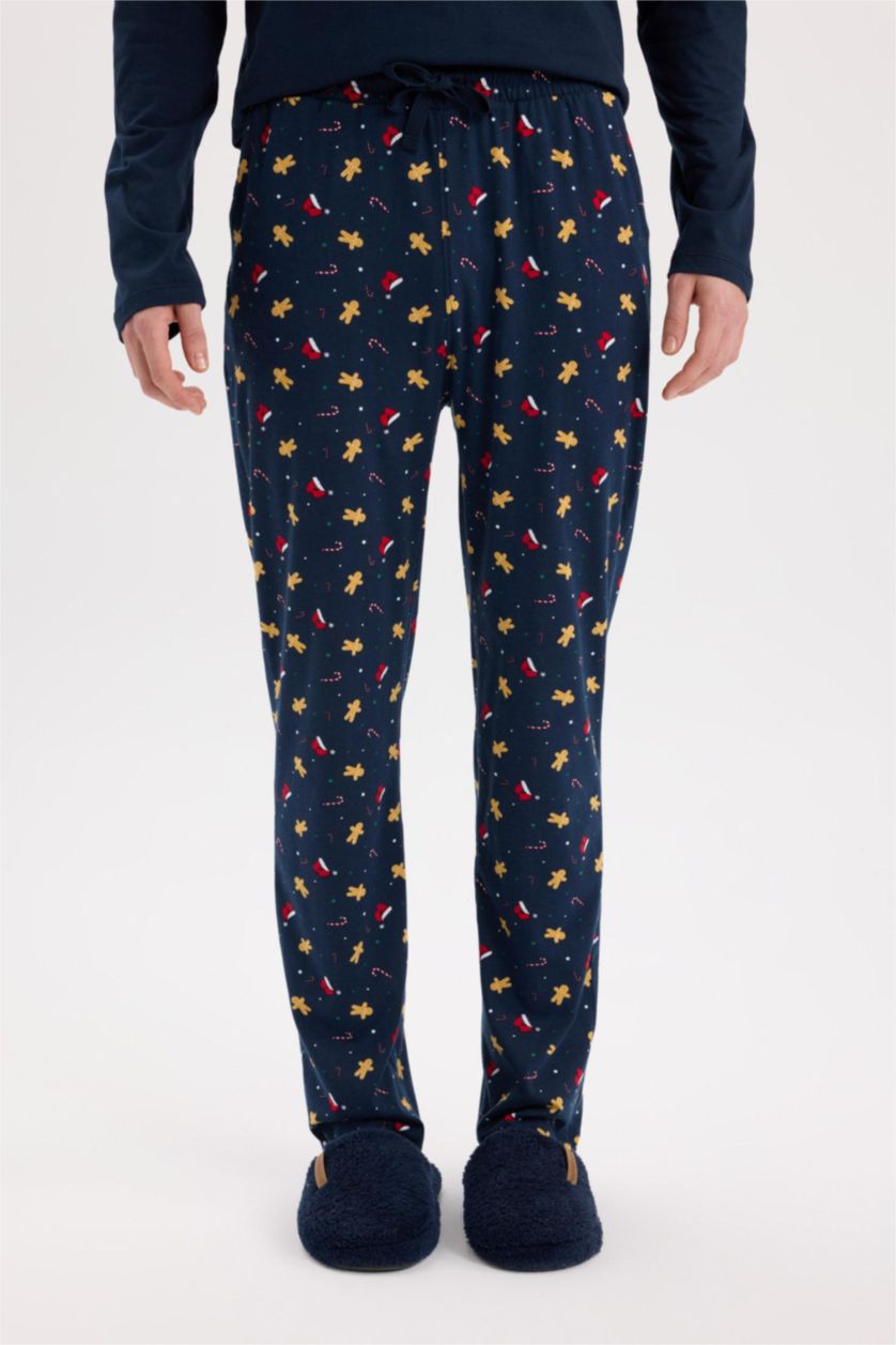 MAN NAVY New Year Themed Top Long Bottom 2 Piece Pajama Set