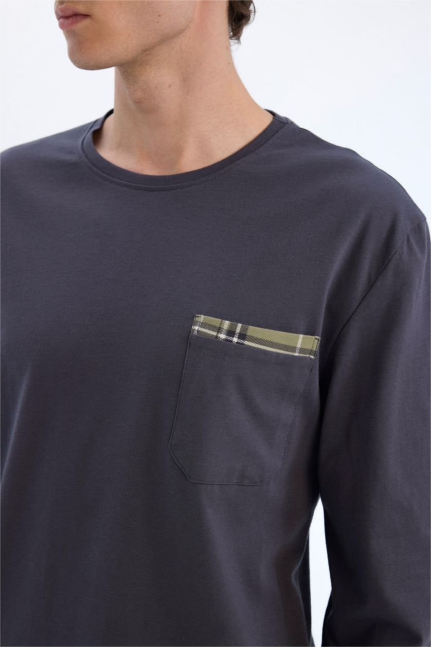 MAN Anthracite Regular Fit Printed Top Bottom 2 Piece Pajama Set