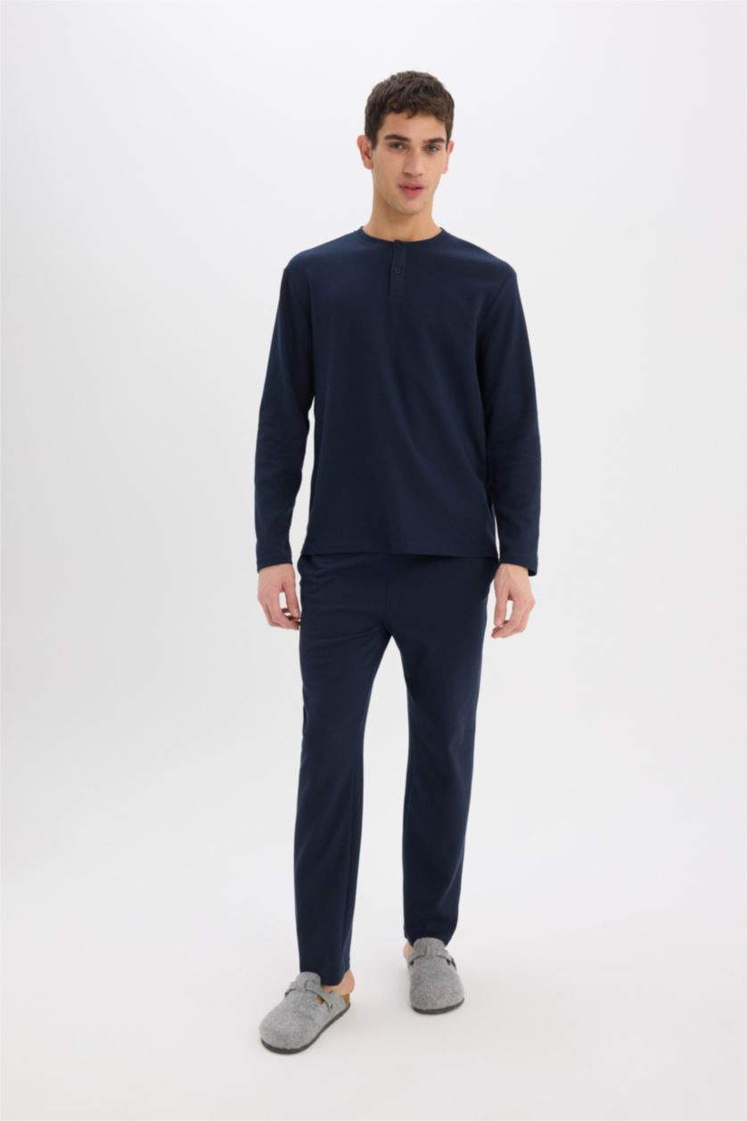 Erkek Lacivert Waffle 2'li Takım