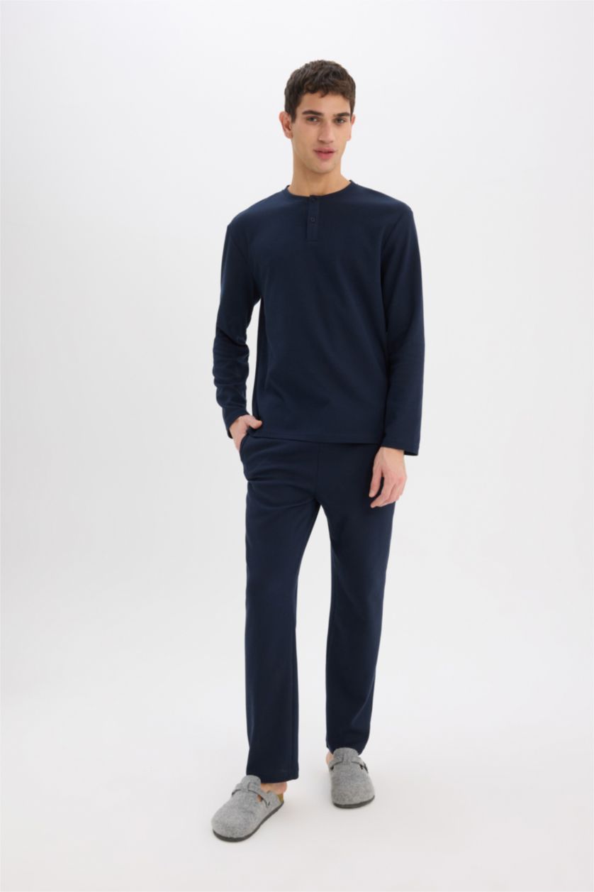 Erkek Lacivert Waffle 2'li Takım