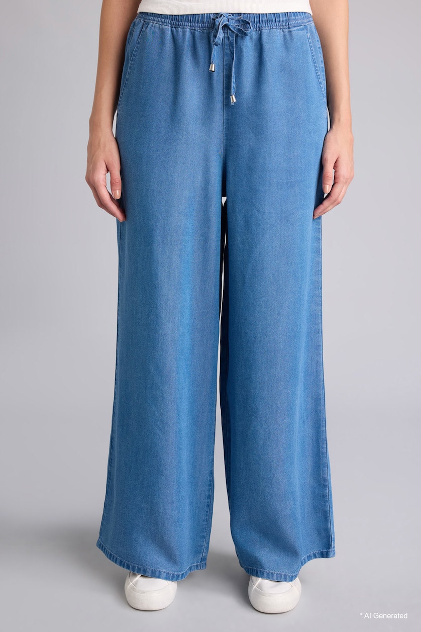 Kadın Mavi Pull On Orta Bel Jean