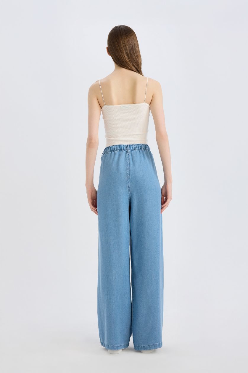 Женщины Светло-индиговый Широкие мягкие джинсы высокой посадкой и эффектом стирки