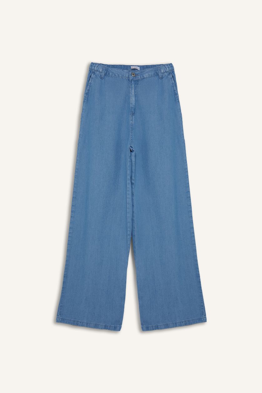 Женщины Светло-индиговый Широкие мягкие джинсы высокой посадкой и эффектом стирки