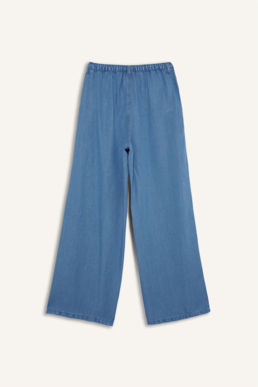 Женщины Светло-индиговый Широкие мягкие джинсы высокой посадкой и эффектом стирки