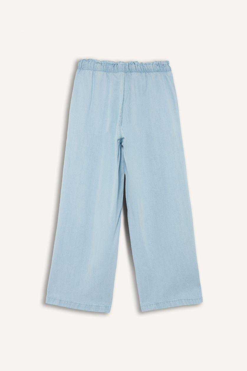 WOMAN Light Indigo Culotte High Elastic Waist Washed Jeans