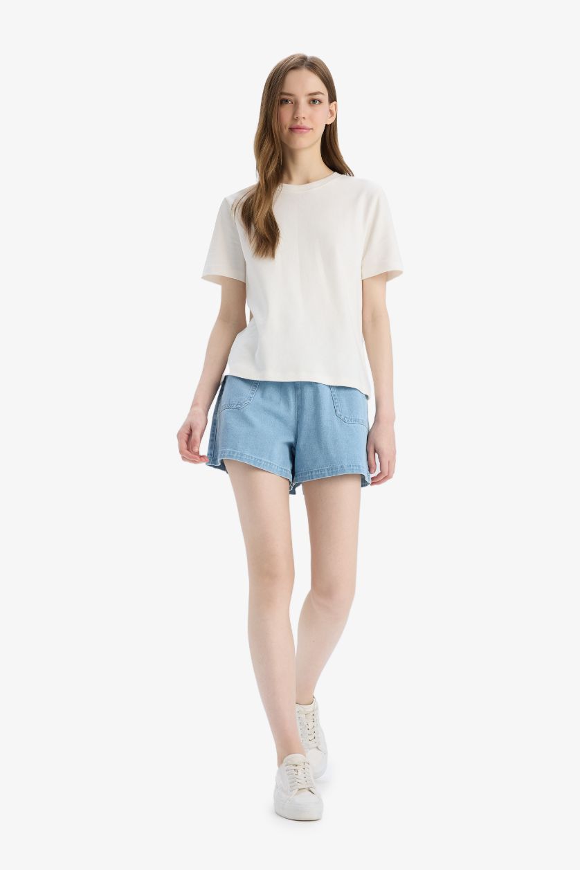 WOMAN Light Indigo Normal Waist Denim Shorts