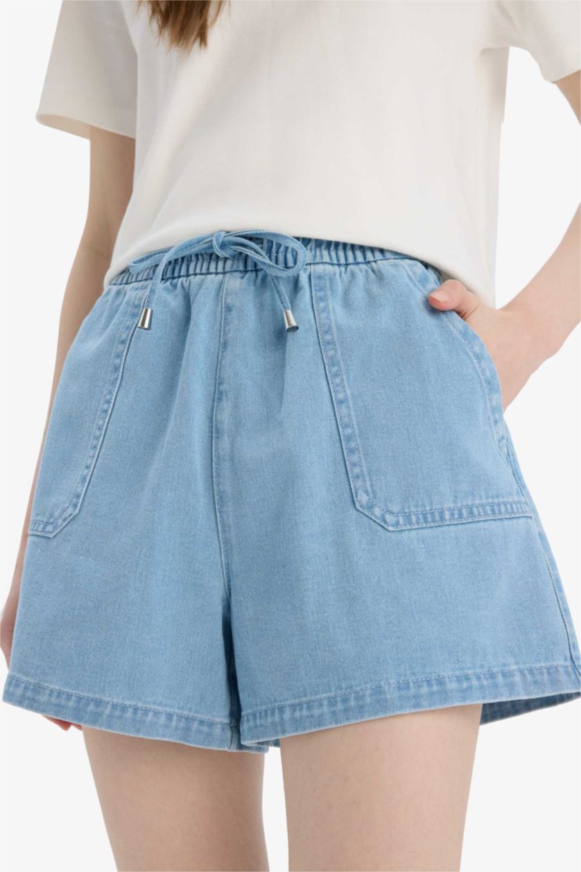 WOMAN Light Indigo Normal Waist Denim Shorts