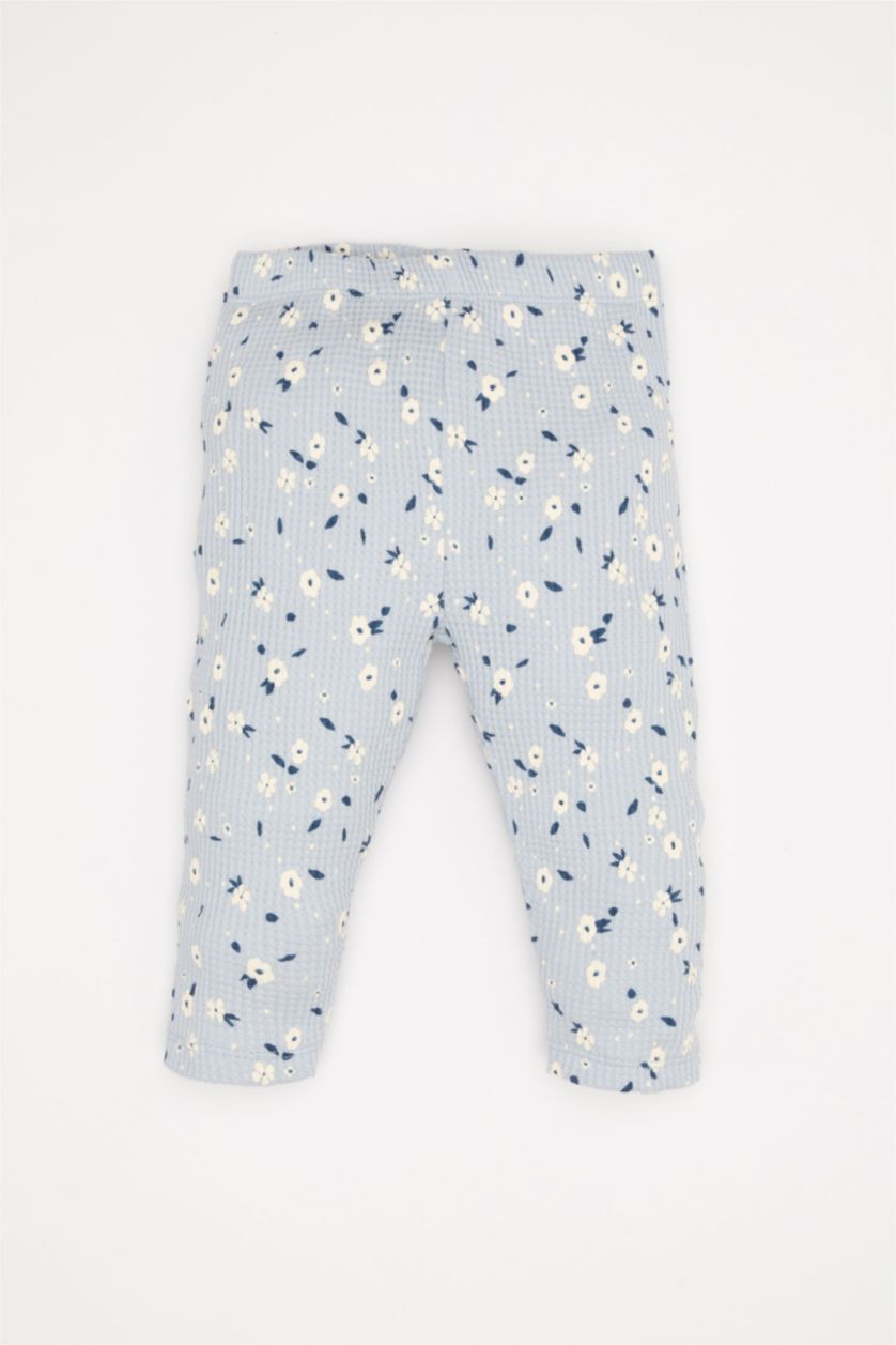 طفلة صغيرة أزرق فاتح طقم بيبي بناتي تيشيرت فلورال وبنطلون قصة عادية - قطعتين