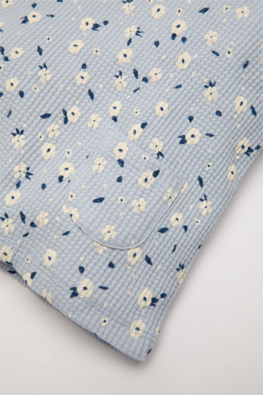 طفلة صغيرة أزرق فاتح طقم بيبي بناتي تيشيرت فلورال وبنطلون قصة عادية - قطعتين