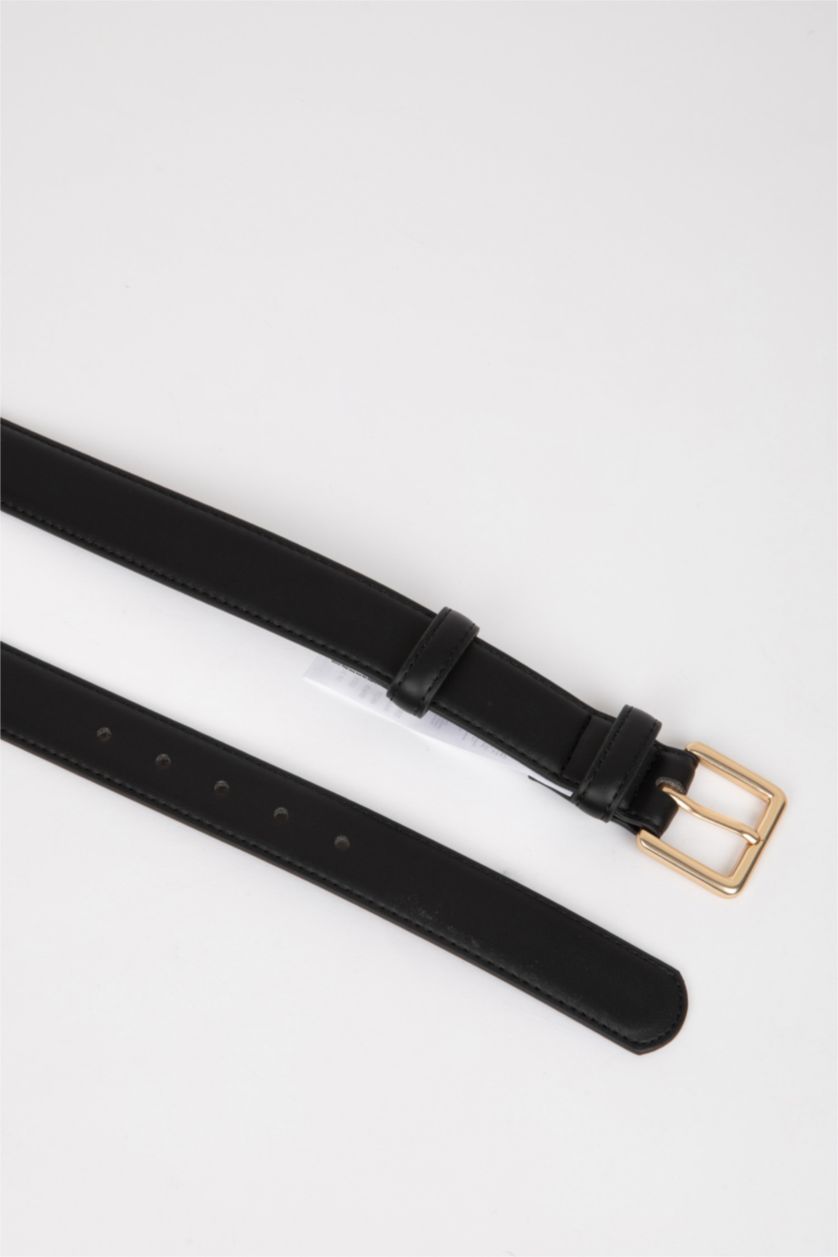 Kadın Siyah Kadın Suni Deri Günlük Kemer