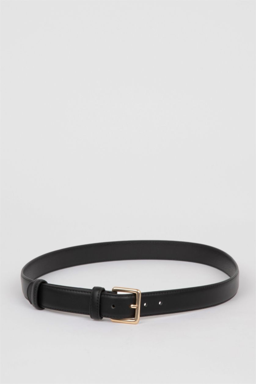 Kadın Siyah Kadın Suni Deri Günlük Kemer