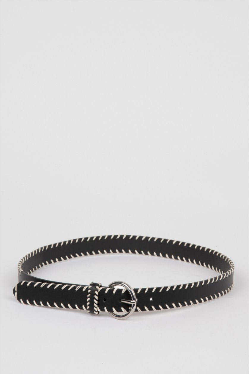 Kadın Siyah Kadın Suni Deri Günlük Kemer