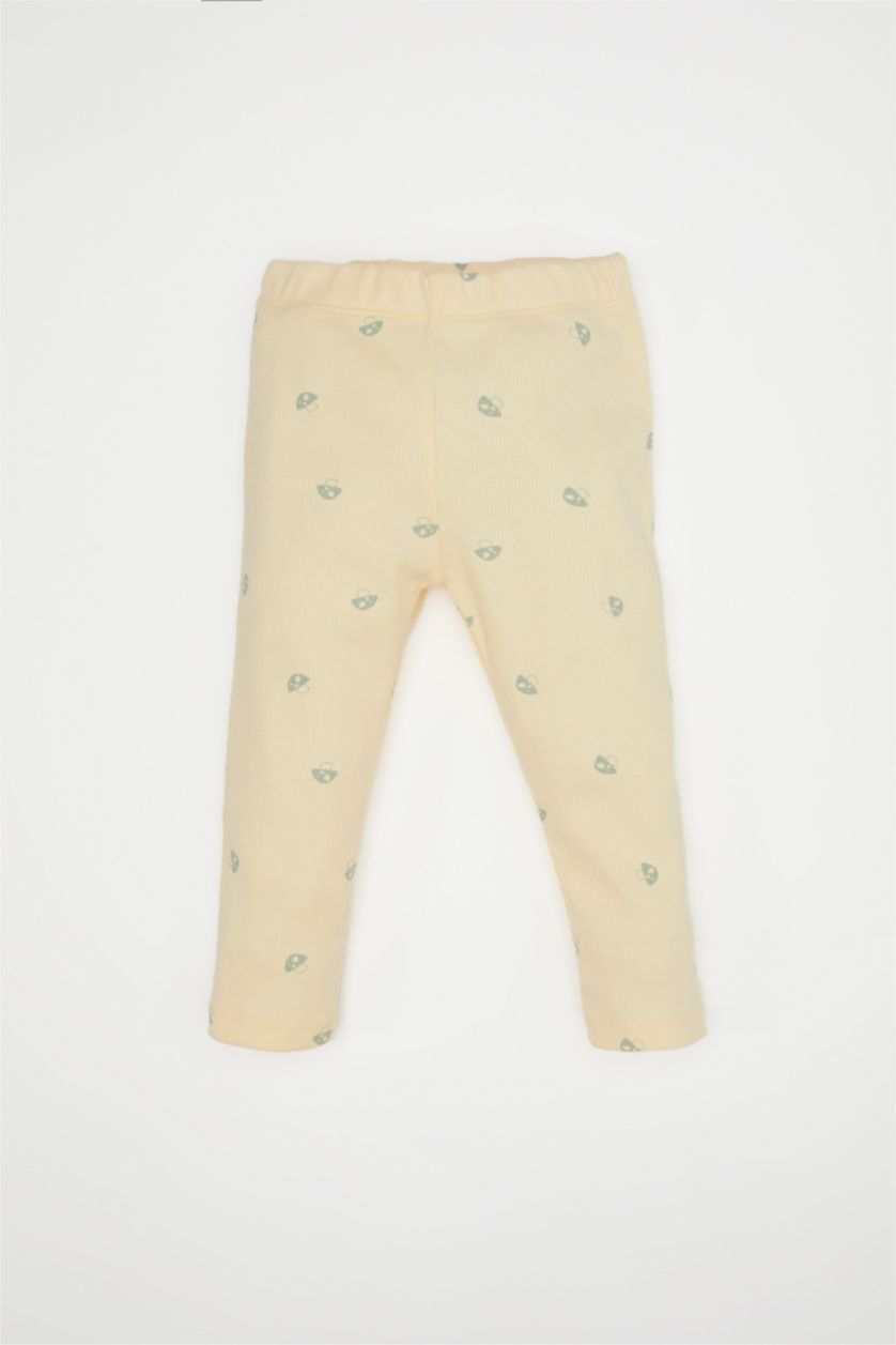 Kız Bebek Sarı Kız Bebek Pijama Takımı Desenli Uzun Kollu Fitilli Kaşkorse Üst Beli Lastikli Uzun Alt 