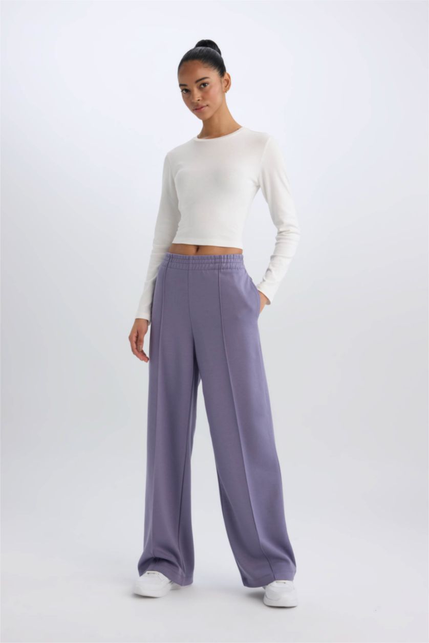 Женщины Светло-сиреневый Wide Leg из ткани скуба