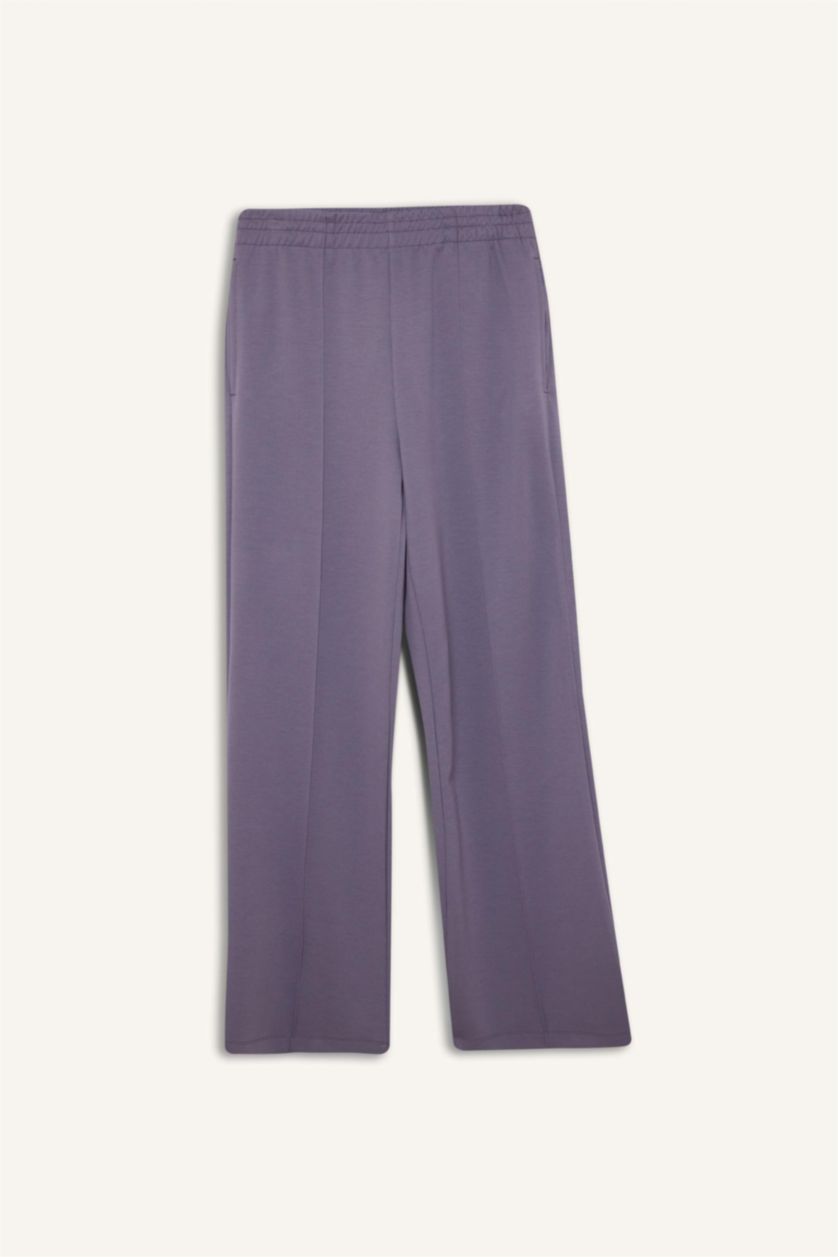 Woman Light Purple DeFactoFit Standard Leg Scuba Fabric Wide Leg Sweatpants