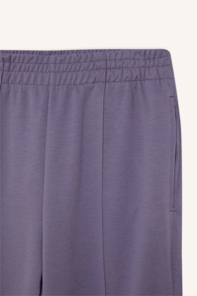 Woman Light Purple DeFactoFit Standard Leg Scuba Fabric Wide Leg Sweatpants