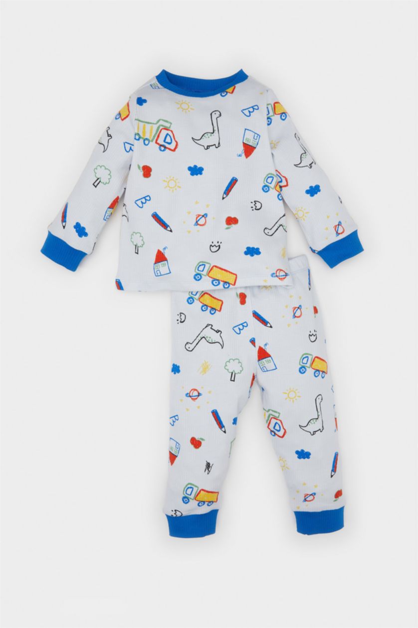 Baby Boys Light Blue 2 piece Regular Fit Knitted Pyjamas