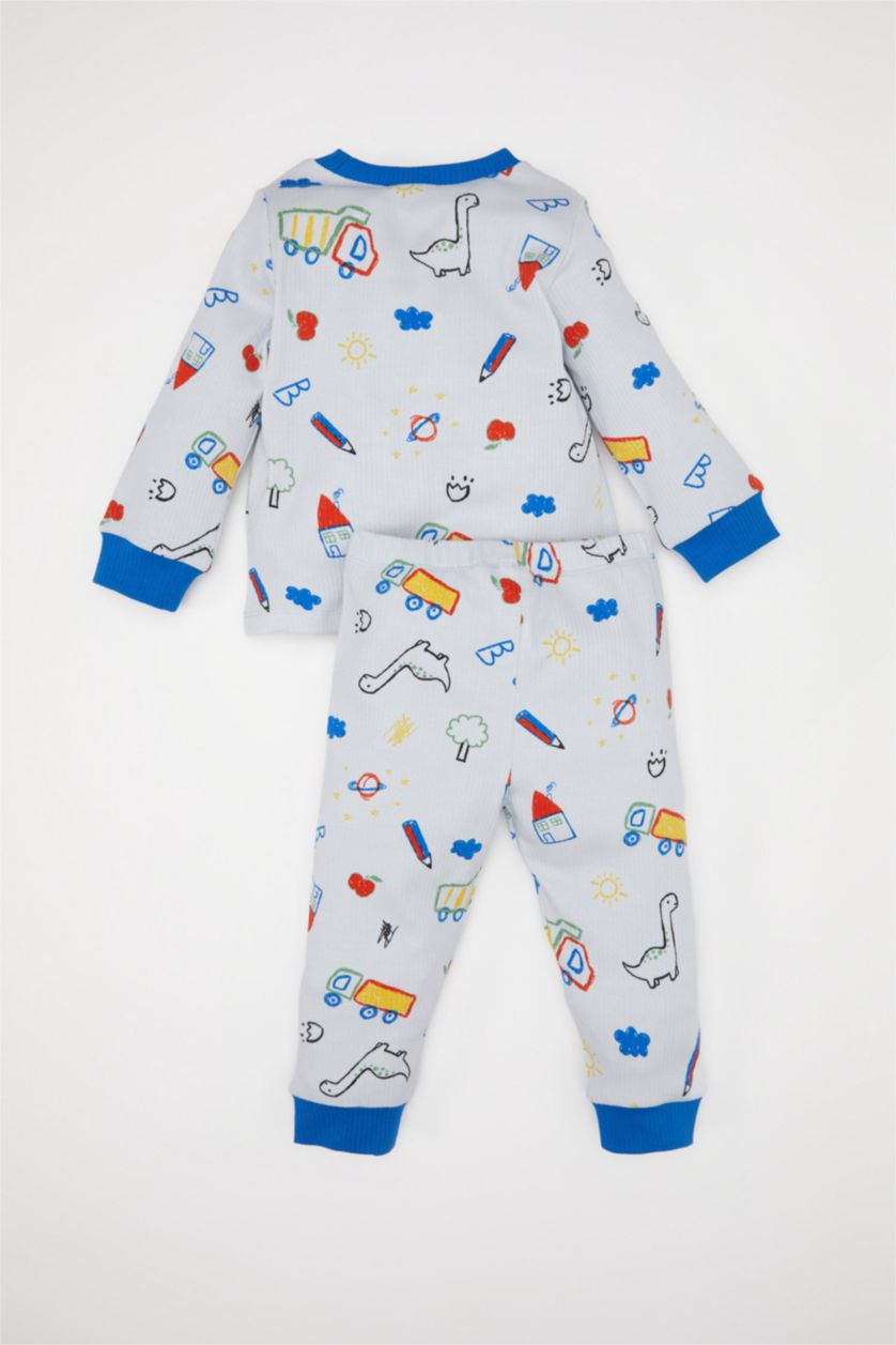 Baby Boys Light Blue 2 piece Regular Fit Knitted Pyjamas