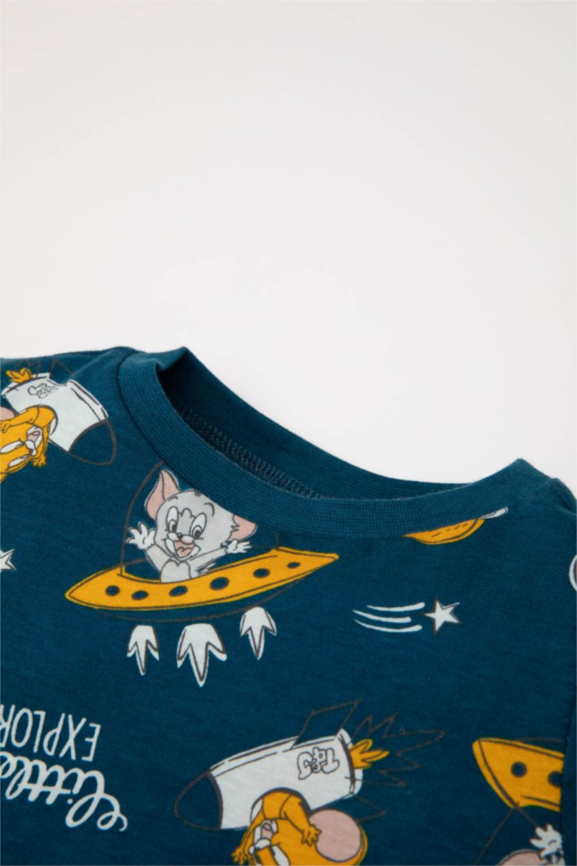 Baby Boys Petrol 2 piece Regular Fit Tom & Jerry Licensed Knitted Pyjamas