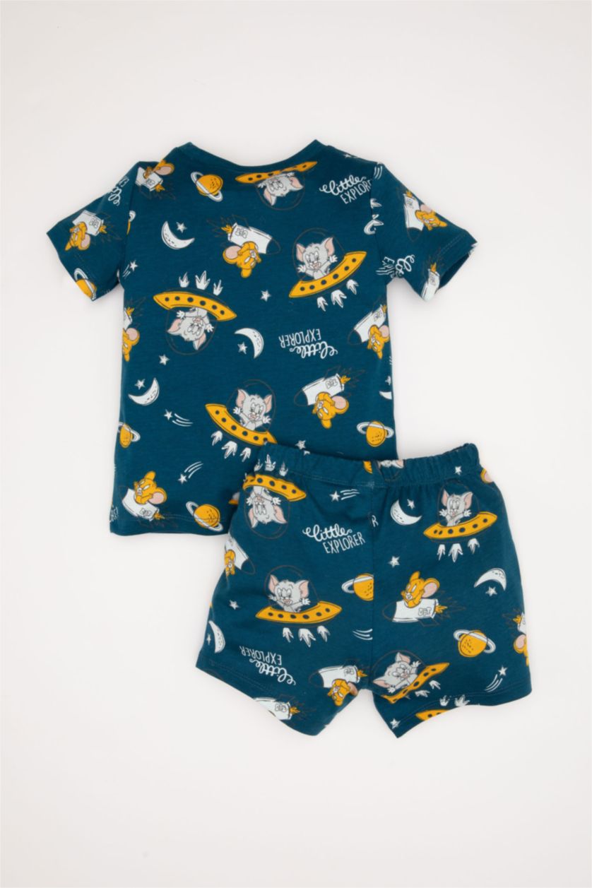 Baby Boys Petrol 2 piece Regular Fit Tom & Jerry Licensed Knitted Pyjamas