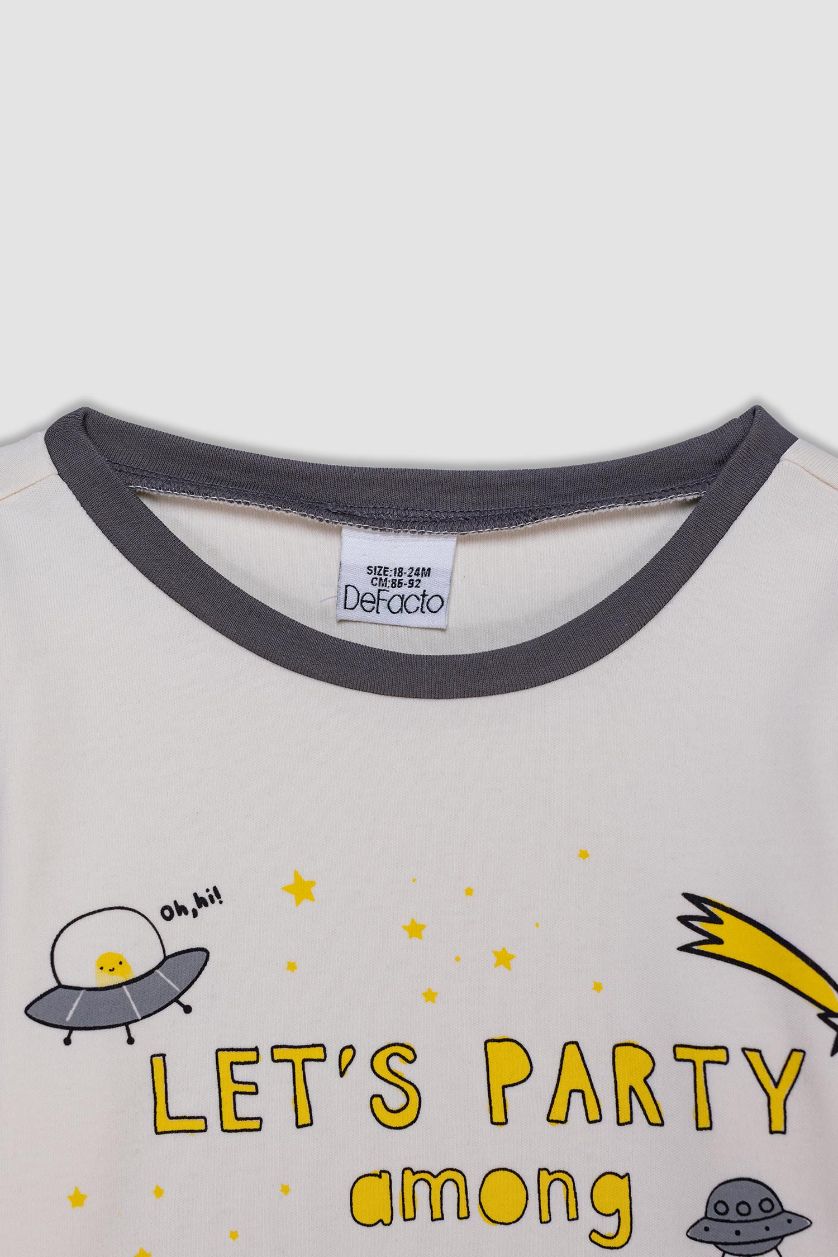 طفل صغير أنثرا طقم بيجاما بيبي اولادي قصة عادية بطبعة نجم - قطعتين