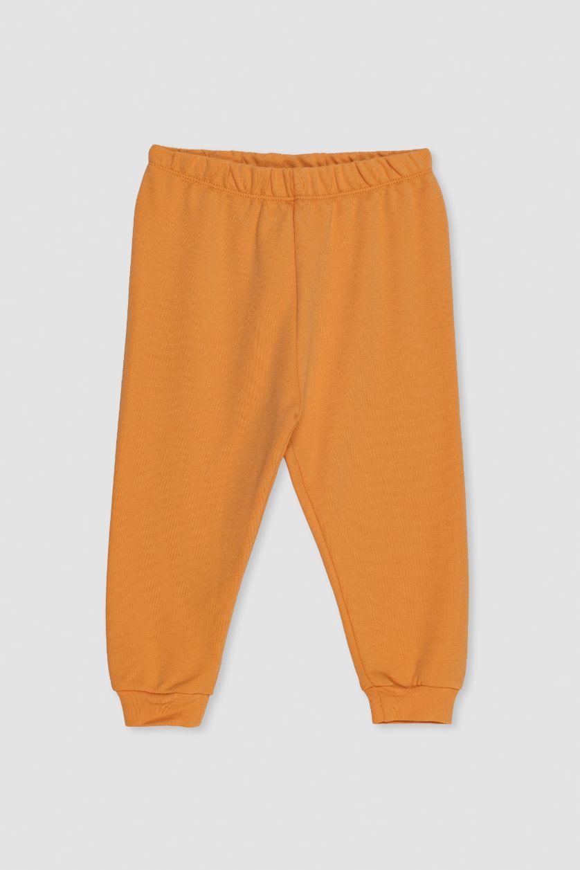 طفل صغير برتقالي طقم بيجاما بيبي اولادي قصة عادية - قطعتين