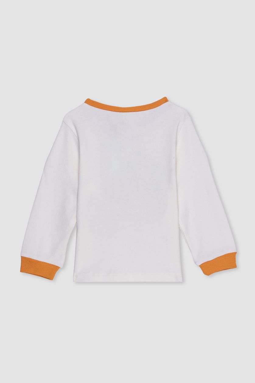 طفل صغير برتقالي طقم بيجاما بيبي اولادي قصة عادية - قطعتين