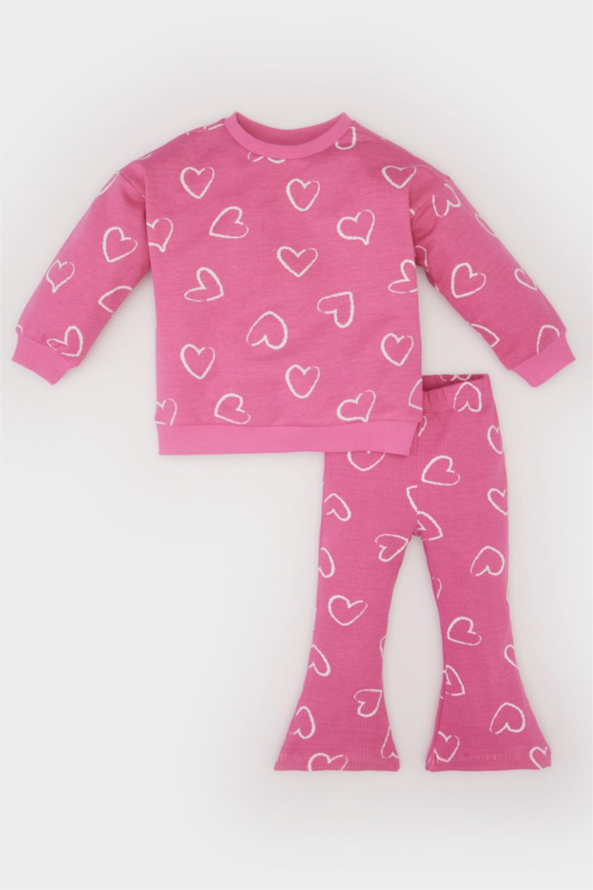 BABY GIRL Pink Baby Girl Sweatshirt Flexible Waiste Bottom 2 Piece Set