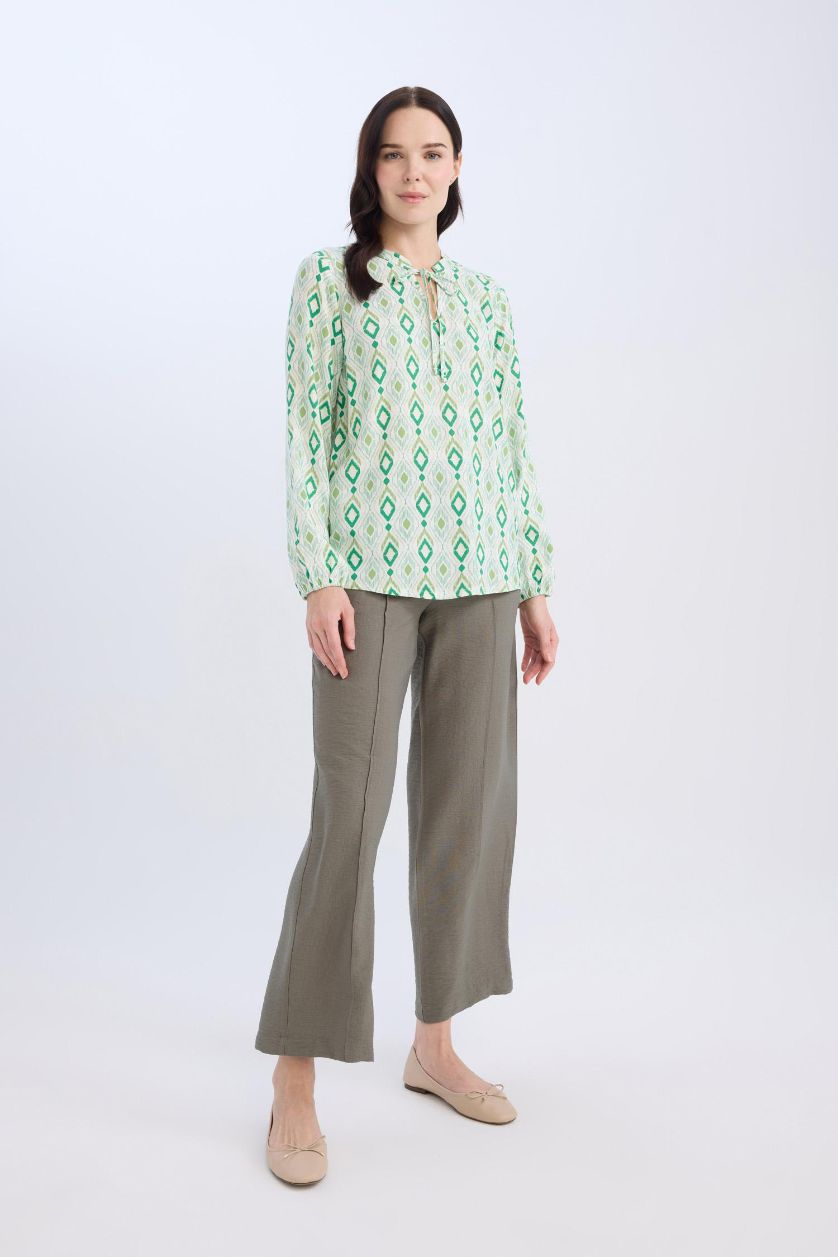 WOMAN Khaki Wide Straight Pocket Detailed Straight Leg Trousers