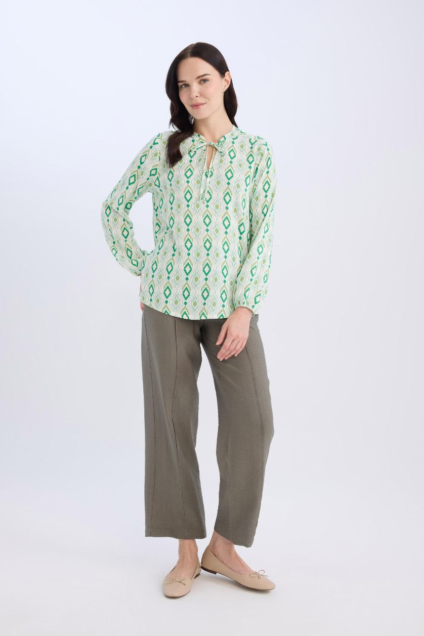 WOMAN Khaki Wide Straight Pocket Detailed Straight Leg Trousers