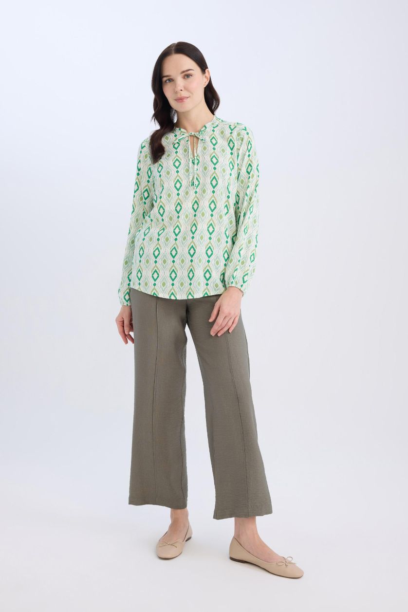 WOMAN Khaki Wide Straight Pocket Detailed Straight Leg Trousers