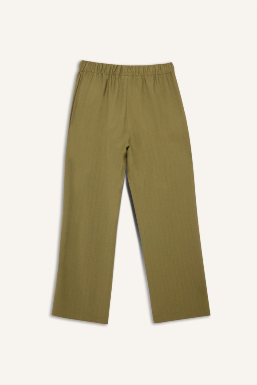 WOMAN Khaki Straight Fit Regular Hem Trousers