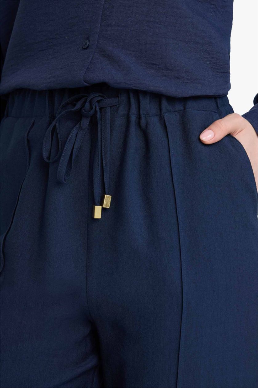 WOMAN NAVY Straight Fit Regular Hem Trousers