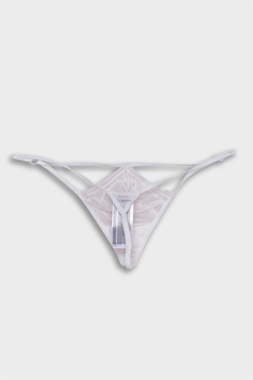 WOMAN White Fall in Love Lace Detailed Lace Panty