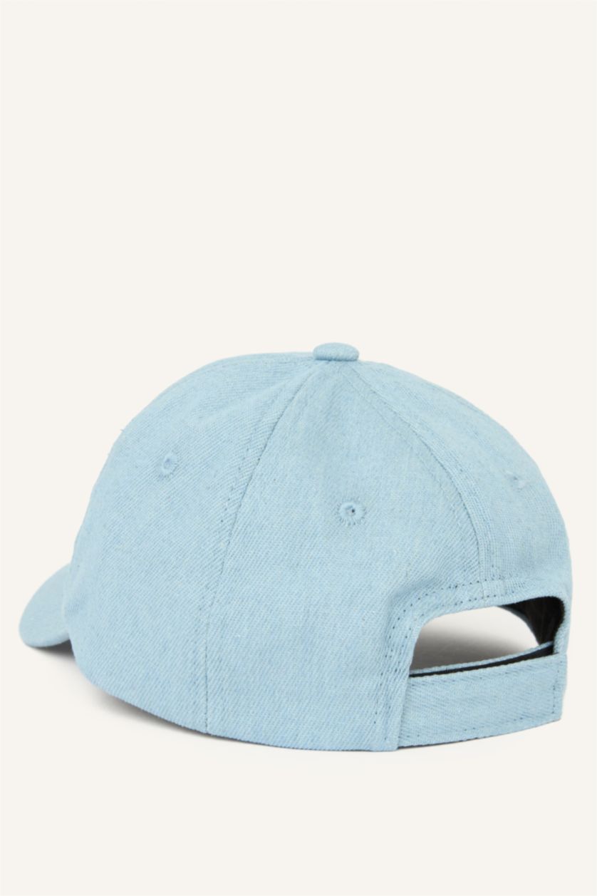 Erkek Bebek Mavi Nakışlı Jean Cap Şapka Erkek Bebek