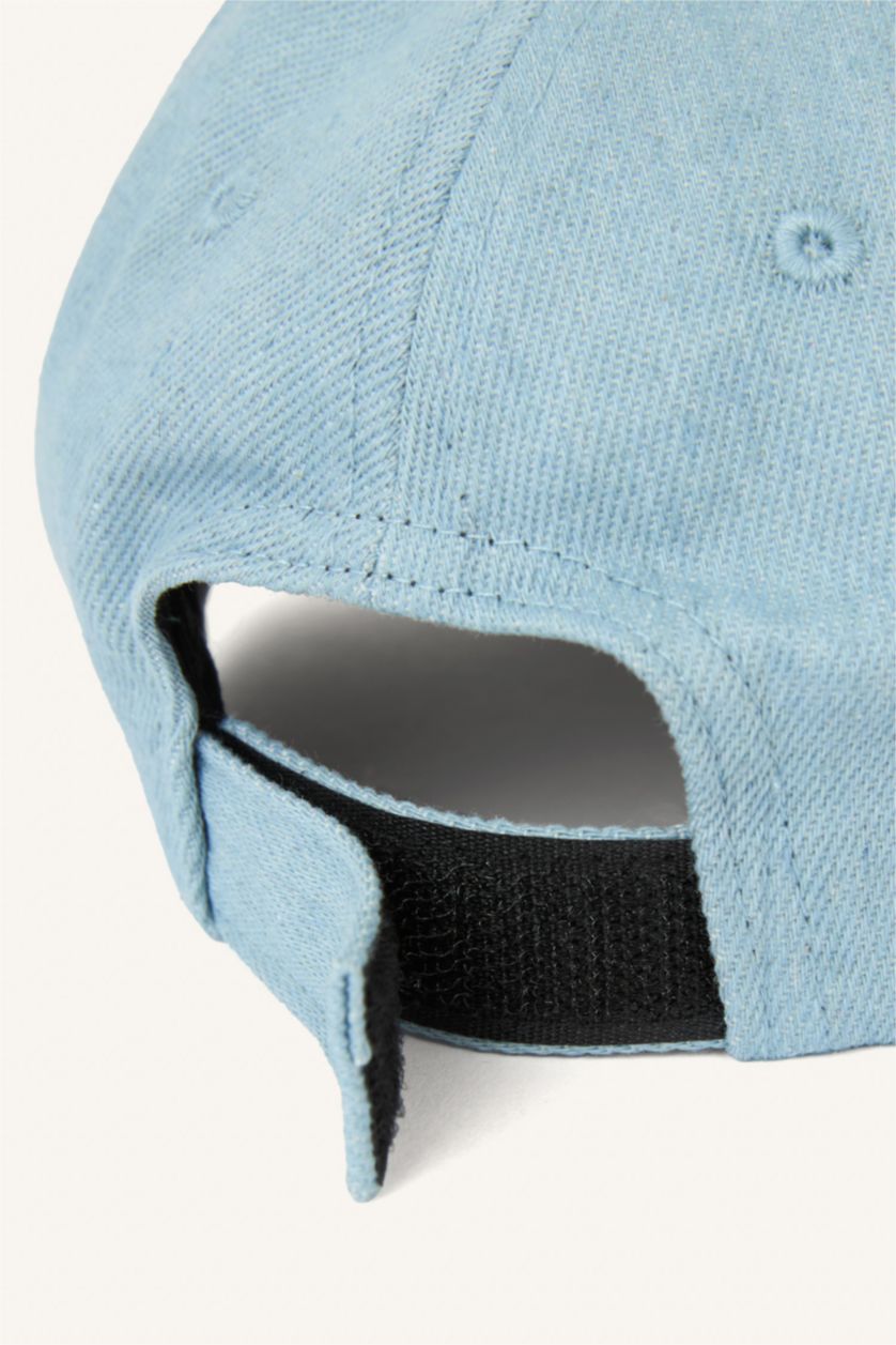 Erkek Bebek Mavi Nakışlı Jean Cap Şapka Erkek Bebek