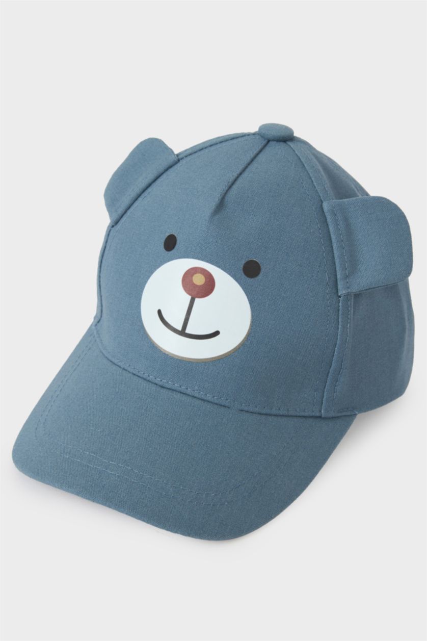 Erkek Bebek Mavi Ayıcıklı Cap Şapka Erkek Bebek
