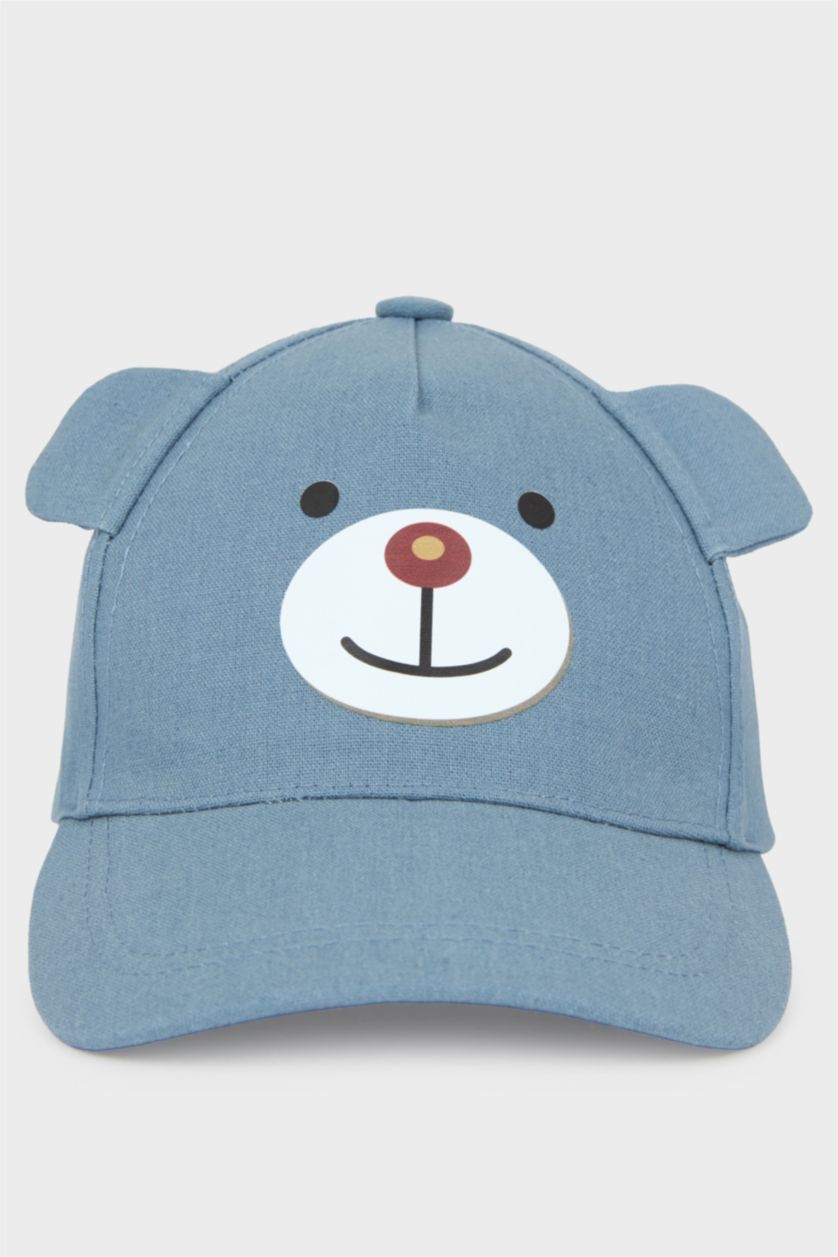 Erkek Bebek Mavi Ayıcıklı Cap Şapka Erkek Bebek