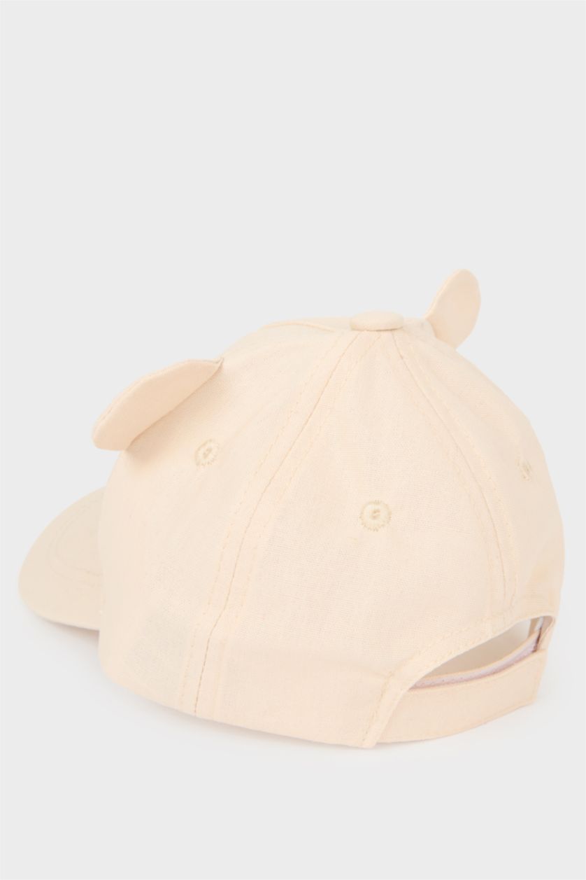 Erkek Bebek Bej Ayıcıklı Şapka Erkek Bebek