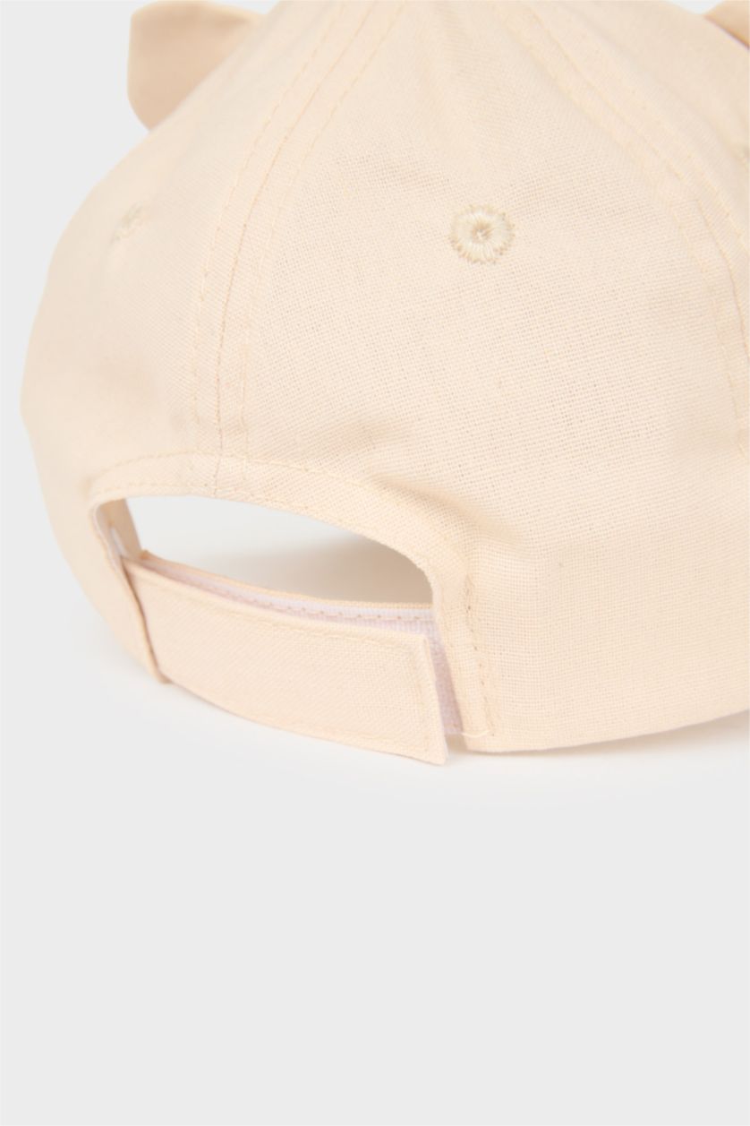 Erkek Bebek Bej Ayıcıklı Şapka Erkek Bebek
