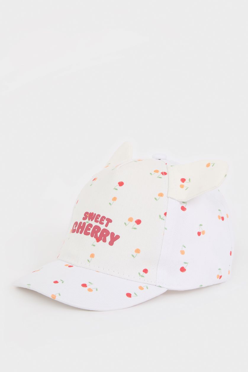 BÉBÉ FILLE Blanc Casquette imprimée en coton pour bébé fille
