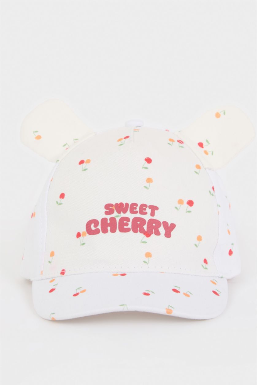 BÉBÉ FILLE Blanc Casquette imprimée en coton pour bébé fille