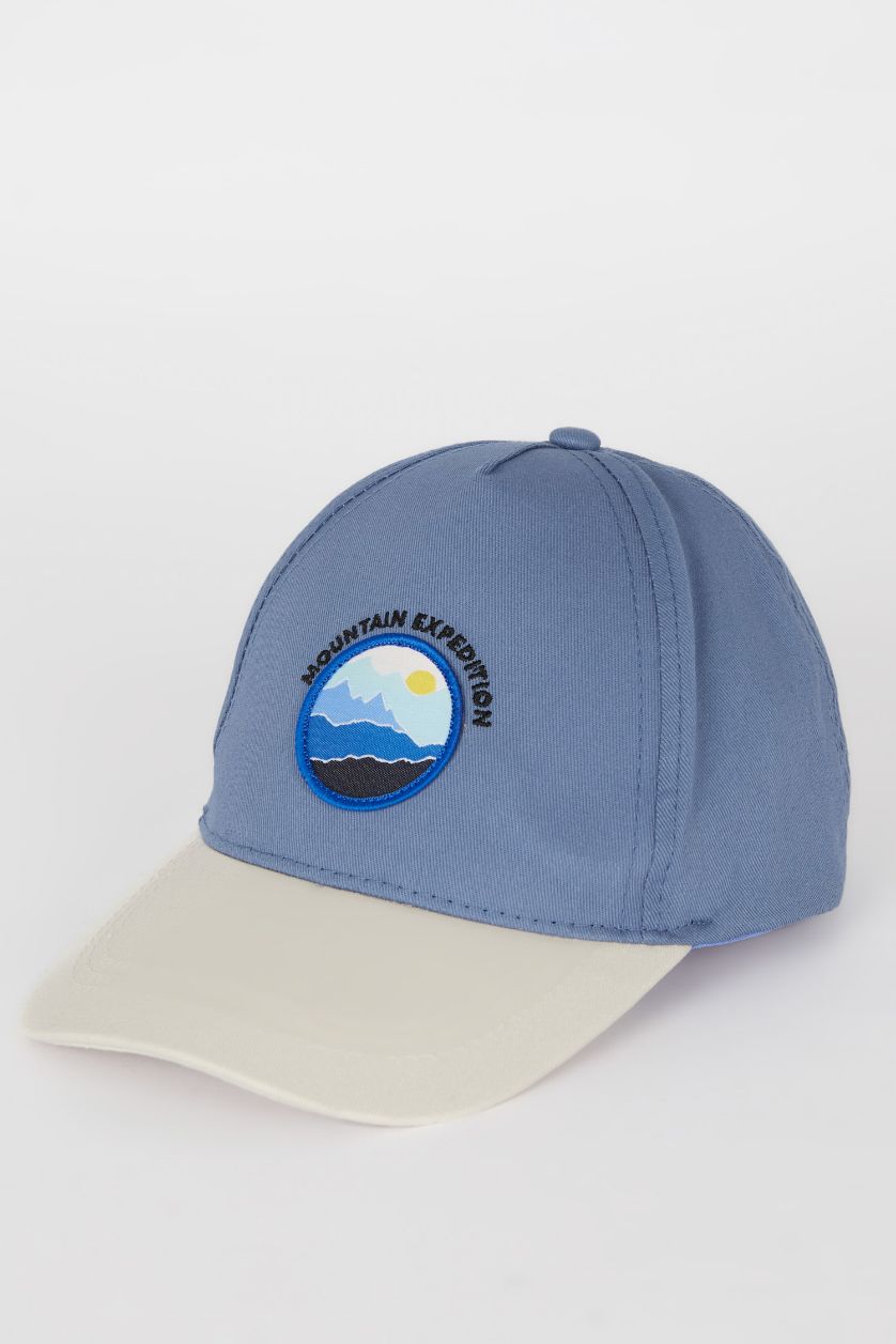 BOYS & TEENS Blue Boy Embroidered Cotton Cap