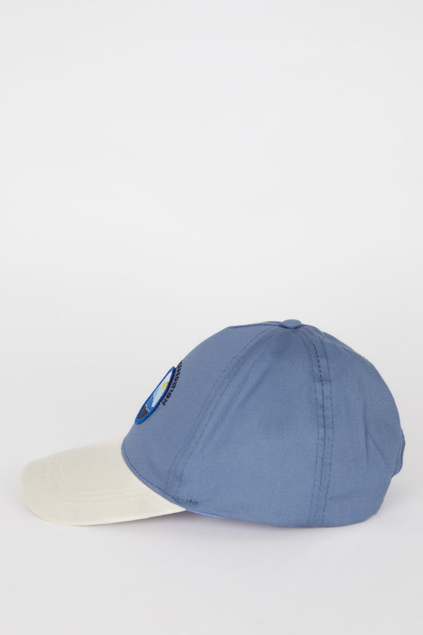 BOYS & TEENS Blue Boy Embroidered Cotton Cap