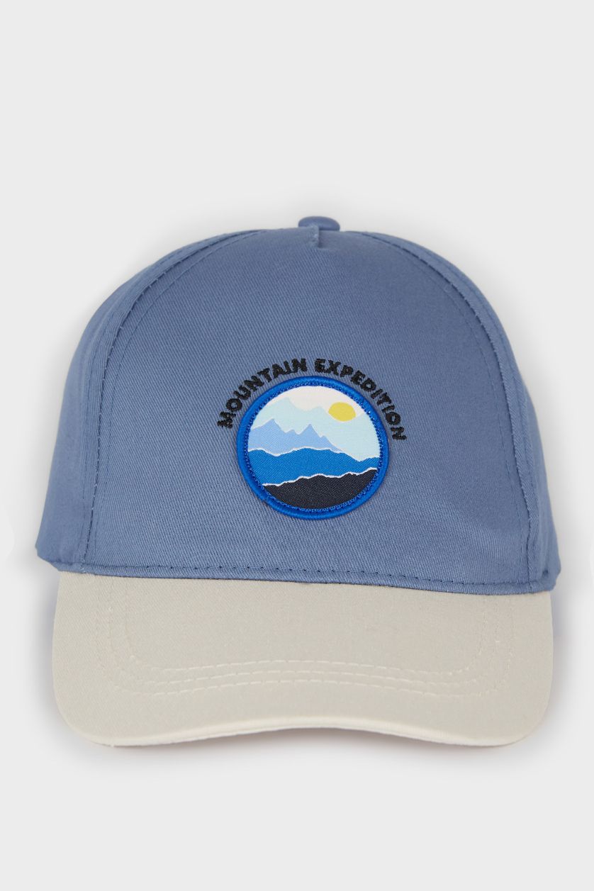 BOYS & TEENS Blue Boy Embroidered Cotton Cap