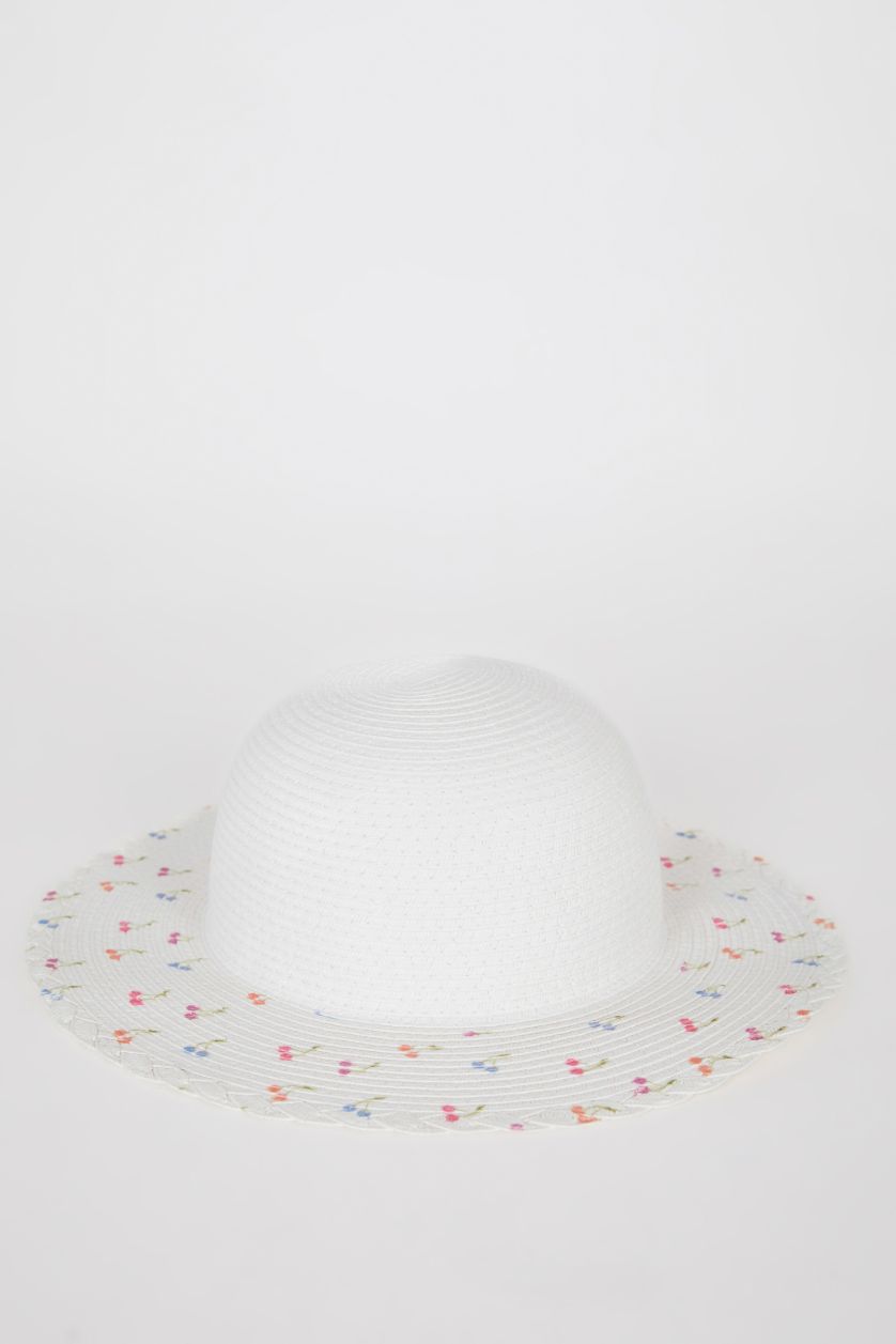 Girls & Teens White Girl Printed Straw Hat