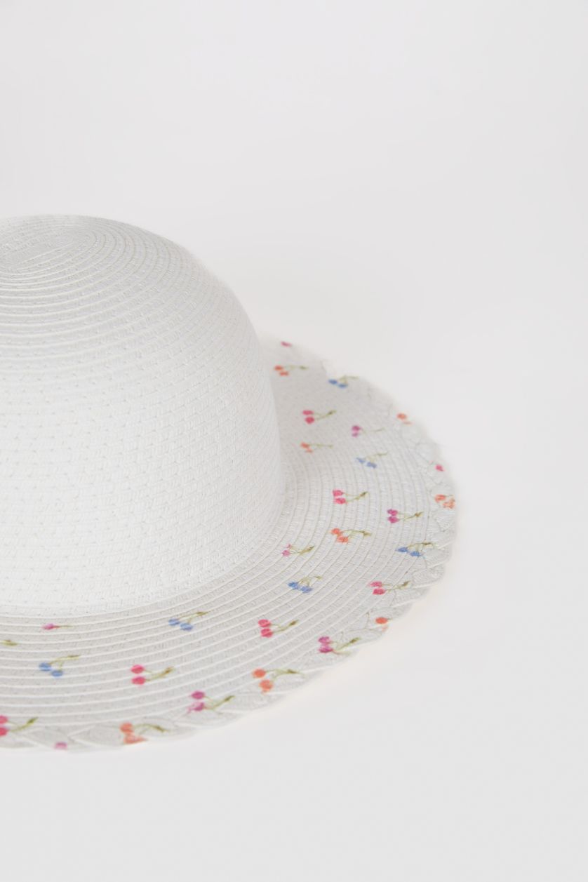 Girls & Teens White Girl Printed Straw Hat